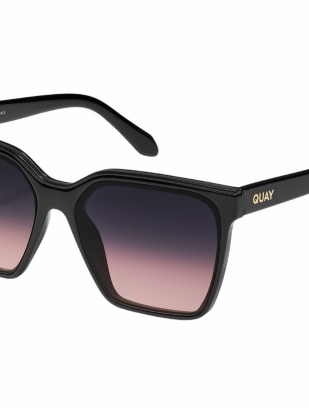 Quay Australia Level Up Black Sunglasses with Gradient Pink Lenses